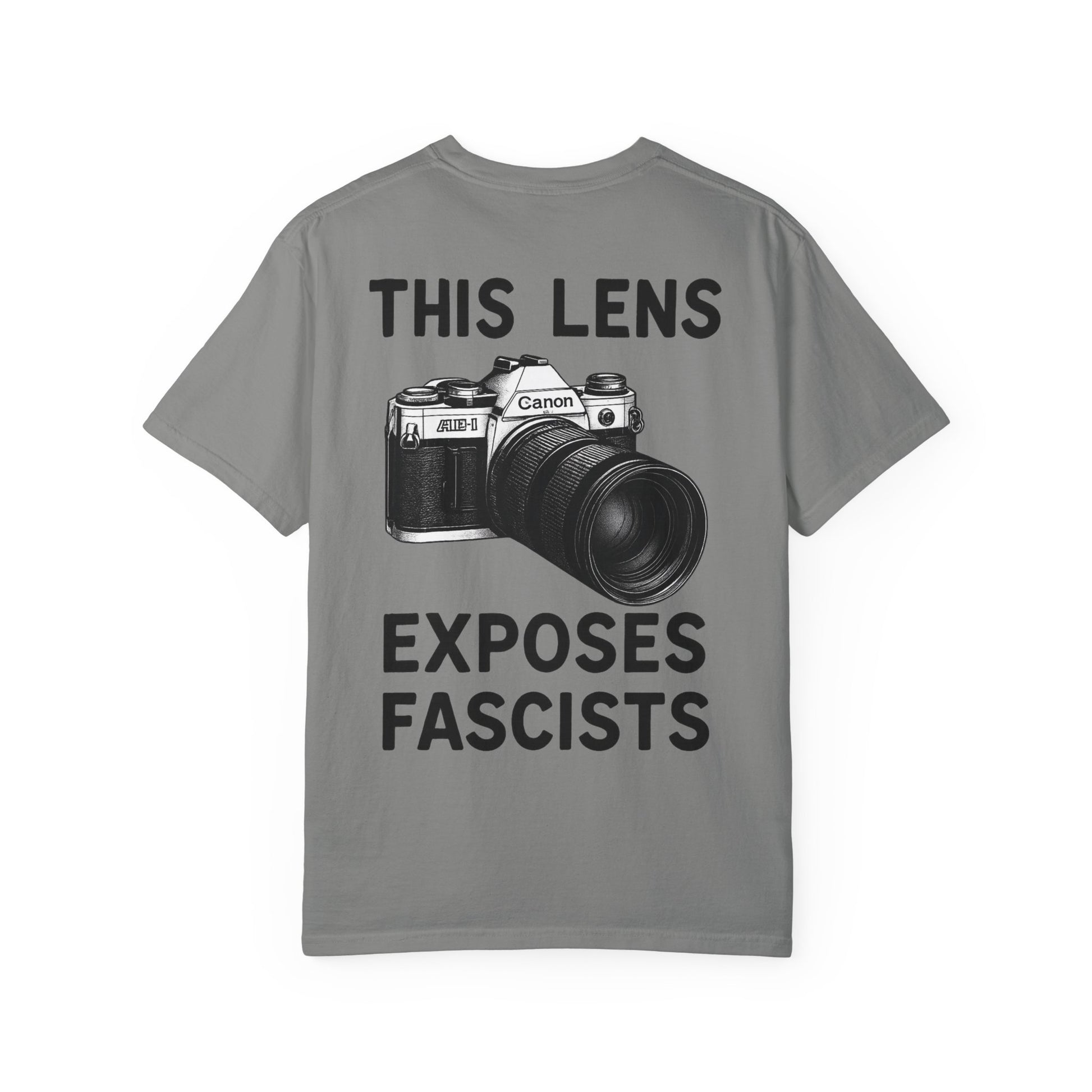 “This Lens Exposes Fascists” Tee – Granite